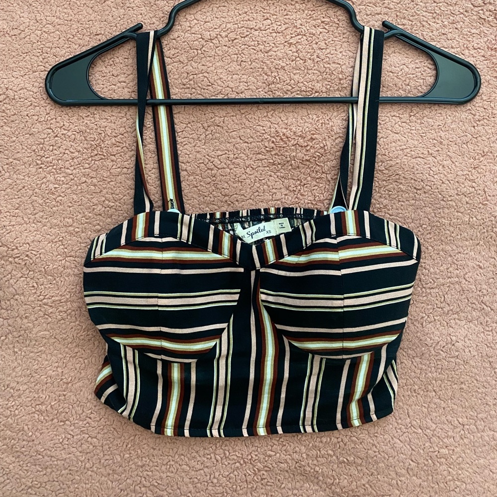 Stripped Cropped Tank Top, Size: Extra small